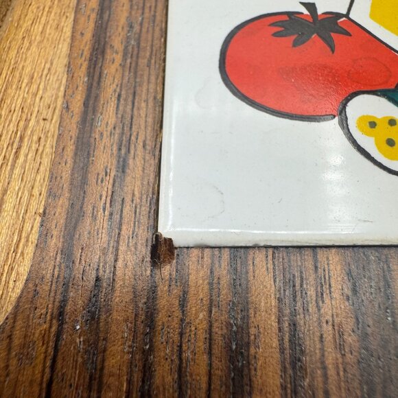 Vintage MCM Kitchen Wall Mounted Knife Holder Retro Food Graphics Ceramic Tile - Picture 3 of 4